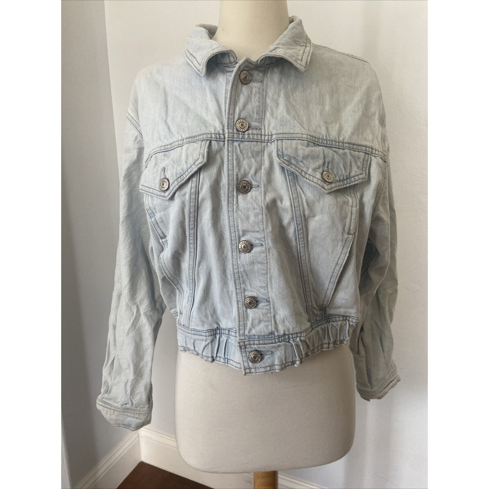 American Eagle Woman's Y2K Denim Cropped‎ Jean Jacket Size XS Petite